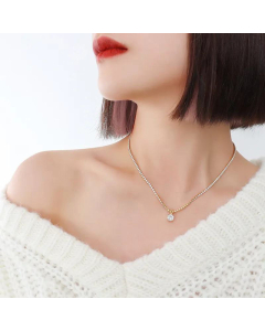 Temperament Clavicle Chain Full Diamond Inlaid Titanium Steel Necklace 