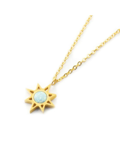  Eight-Pointed Star French Style Design Necklace Fashion Opal Clavicle Chain