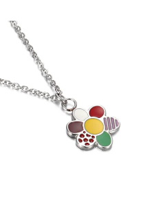 Jewelry Wholesale Fashion Stainless Steel Necklace Colored Butterfly Flower Clavicle Chain