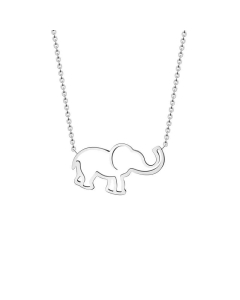 Stainless Steel Lucky Hollow Elephant Pendant Clavicle Chain On Necklace