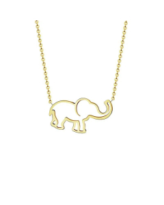 Stainless Steel Lucky Hollow Elephant Pendant Clavicle Chain On Necklace