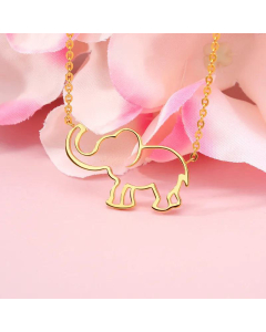 Stainless Steel Lucky Hollow Elephant Pendant Clavicle Chain On Necklace