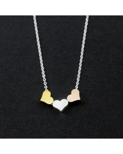 Popular Style Personalized Three-Color Heart-Shaped Heart Clavicle Chain Necklace