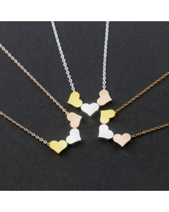 Popular Style Personalized Three-Color Heart-Shaped Heart Clavicle Chain Necklace