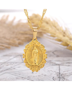 Retro Necklace Virgin Mary Pendant Copper Necklace Fine Jewelry