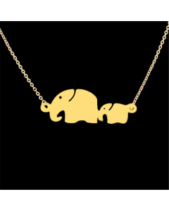 Double Elephant Pendant Titanium Steel Necklace Fine Jewelry Wholesale
