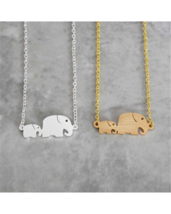 Double Elephant Pendant Titanium Steel Necklace Fine Jewelry Wholesale