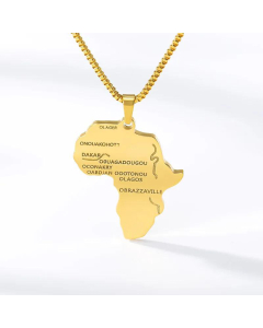 Hot Sale Gold Plated Africa Map Hip-Hop Box Chain Necklace New