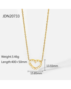 Hollow Geometric Stainless Steel Necklace Disc Heart-Shaped Necklace Jewelry Gold