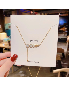Korean Plated 18K Necklace Round Pendant Clavicle Chain Short Titanium Steel Wholesale