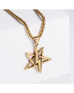 Men And Women Small Five-Pointed Star Lightning Weather Sign Stainless Steel Pendant 