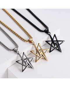 AML New Small Five-Pointed Star Lightning Lightning Weather Symbol Stainless Steel Pendant Men And Women Can Wear_colorza_3