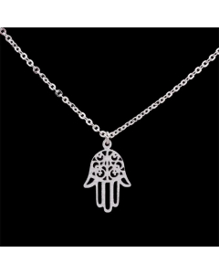 Hand Of Fatima Stainless Steel Necklace Palm Pendant Double Side Stainless Steel Jewelry 