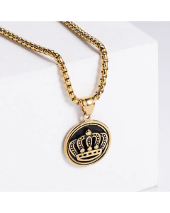 Fashion Geometric Classic Crown Men And Women Stainless Steel Pendant Necklace Wholesale 