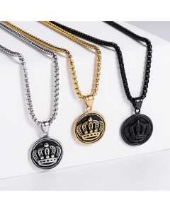 Fashion Geometric Classic Crown Men And Women Stainless Steel Pendant Necklace Wholesale 