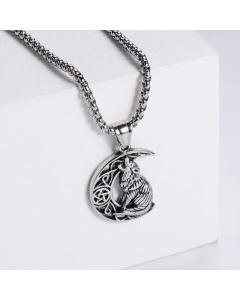 Punk Style Hollow Moon Wolf Casting Stainless Steel Pendant Fine Jewelry