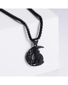 Punk Style Hollow Moon Wolf Casting Stainless Steel Pendant Fine Jewelry