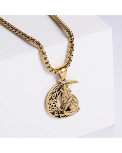 Punk Style Hollow Moon Wolf Casting Stainless Steel Pendant Fine Jewelry