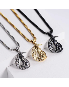 Punk Style Hollow Moon Wolf Casting Stainless Steel Pendant Fine Jewelry