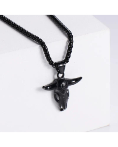 Hollow Electroplated Cow Head Animal Pendant Stainless Ornament Necklace