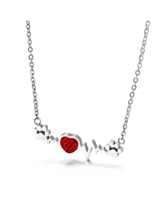 Cute Cat Paw Red Diamond Love Titanium Steel Necklace Fashion Simple Clavicle Chain