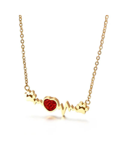 Cute Cat Paw Red Diamond Love Titanium Steel Necklace Fashion Simple Clavicle Chain