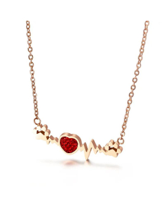 Cute Cat Paw Red Diamond Love Titanium Steel Necklace Fashion Simple Clavicle Chain