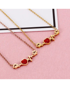 Cute Cat Paw Red Diamond Love Titanium Steel Necklace Fashion Simple Clavicle Chain