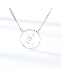 Fine Gesture Hand In Hand Pendant Accessories Fist Stainless Steel Necklace-Steel Color-01