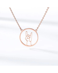 Fine Gesture Hand In Hand Pendant Accessories Fist Stainless Steel Necklace-Rose Gold Color-01
