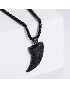 Celtic Knot Element Pattern Knife Shape Pendant Electroplating Gold Black Necklace 