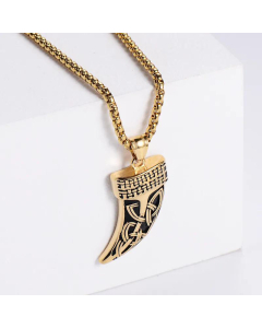 Celtic Knot Element Pattern Knife Shape Pendant Electroplating Gold Black Necklace 