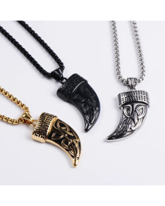 Celtic Knot Element Pattern Knife Shape Pendant Electroplating Gold Black Necklace 