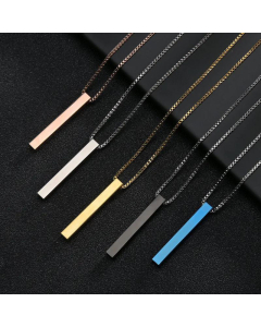 Fashion Personality Trend Glossy Square Cylinder Pendant Titanium Steel Necklace