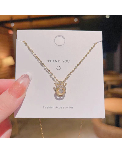 Temperament Fashion Clavicle Chain Crown Beating Heart Pendant Titanium Steel Necklace 