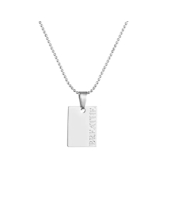 Fine Jewelry Simple Letter Necklace For Women Fashion Retro Glossy Love Stainless Steel Necklace -Steel Color-01
