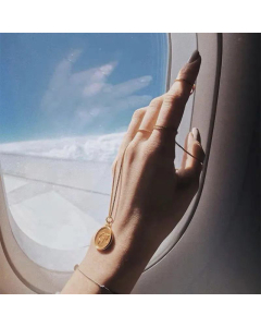 Gold Plated Necklace Peace Earth Planet Titanium Steel Fine Jewelry