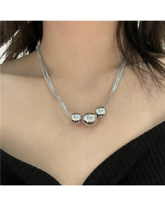 Ball Retro Multi-Layer Geometric Bead Clavicle Chain Necklace Nice Autumn And Winter Sweater Chain 