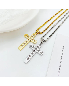 Niche Design Net Red Fashion All-Match Titanium Steel Necklace Cross Pendant 