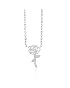 18K Gold-Plated Pendant Hollow Flower Necklace Stainless Steel Rose Flower Necklace