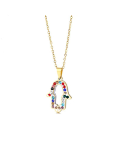 Pottery Clay Colored Zircon Stainless Steel Hand Hip Hop Bergamot Clavicle Chain Steel Necklace