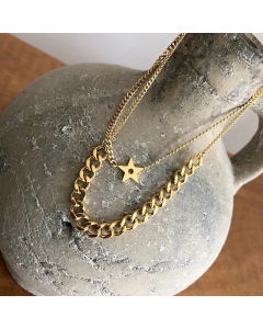 Double-Layer Chain Star Clavicle Chain Five-Pointed Star Necklace Titanium Steel Necklace