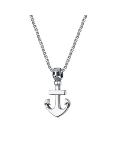 Pirate Anchor Necklace Cross Anchor Pendant Fine Necklace Men's Stainless Steel
