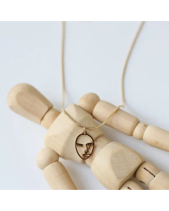 Small Crowd Of Faces With Irregular Lines Snake Bone Chain Necklace 18K Gold Plated Stainless Steel 