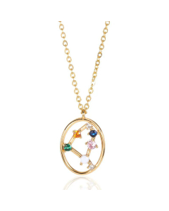 Spain Pdpaola Color Zircon Hollow Twelve Constellation Necklace Capricorn Pendant