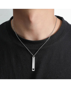 Men's Necklace Titanium Steel Smooth Long Strip Love Pendant Sweater Chain 