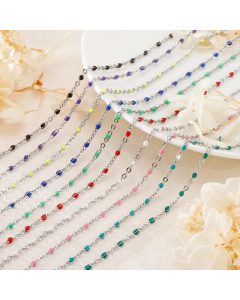 Stainless Steel Resin Steel Color Bead Necklace Accessories Supplier Wholesale