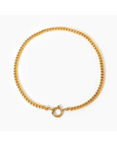Steel Spring Clasp Cuban Chain Necklace 18K Gold-Plated Stainless Necklace Jewelry