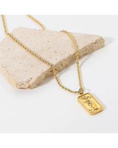 Jewelry Rectangular Three-Dimensional Relief Rhinestone Eight-Pointed Star Geometric Pendant Necklace 