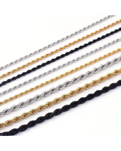 Stainless Steel Electroplating Twist Chain Wholesale Multi-Size Twisted Rope Necklace